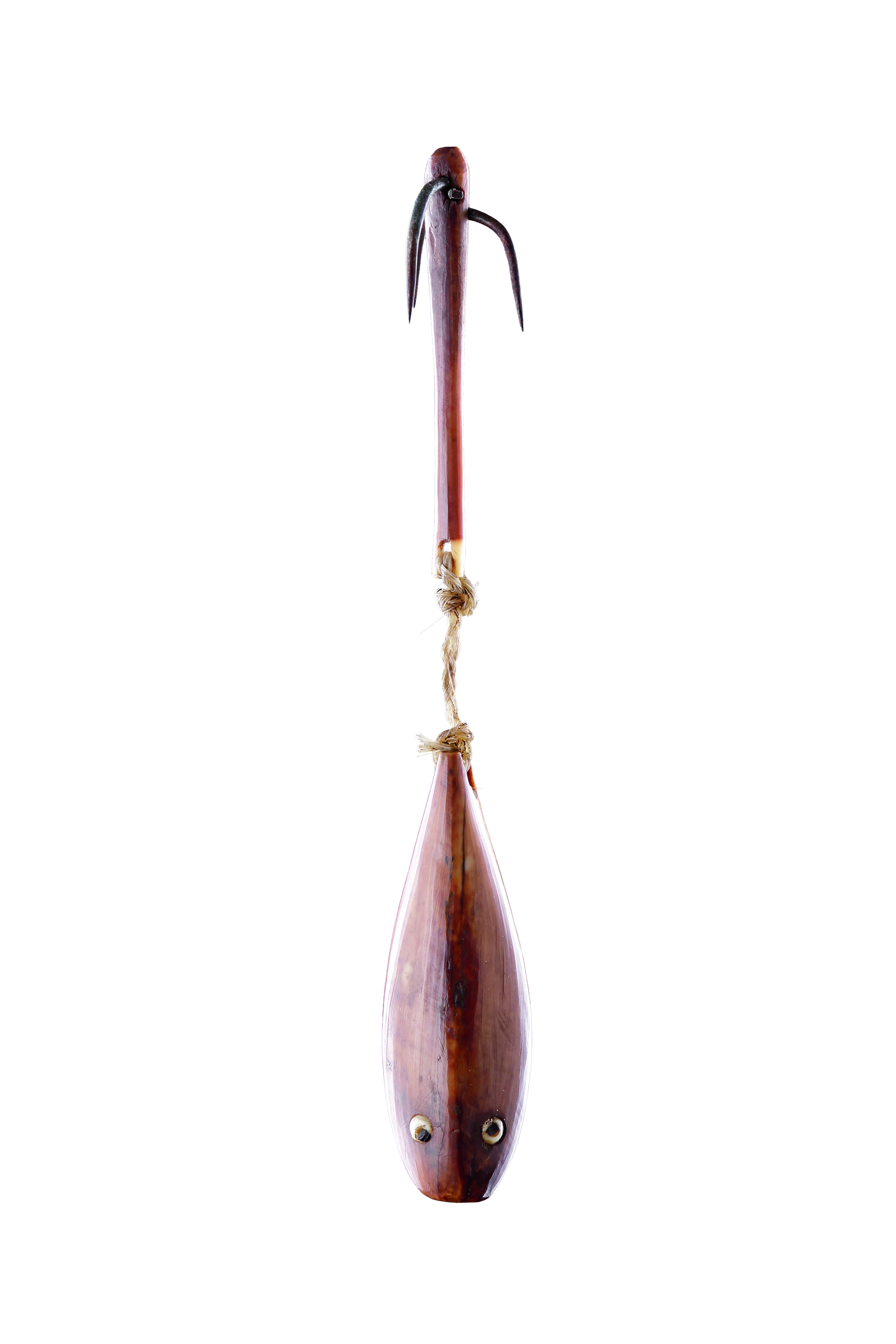 A Walrus Ivory Inuit Fishing Lure with Three Iron Points
